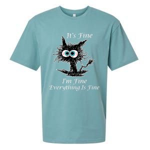 It's Fine I'm Fine Everything Is Fine Funny Cat Sueded Cloud Jersey T-Shirt