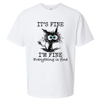 Its Fine Im Fine Everything Is Fine Funny Cat Sueded Cloud Jersey T-Shirt