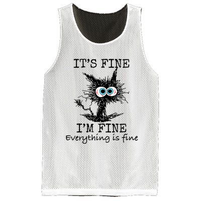 Its Fine Im Fine Everything Is Fine Funny Cat Mesh Reversible Basketball Jersey Tank