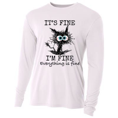 Its Fine Im Fine Everything Is Fine Funny Cat Cooling Performance Long Sleeve Crew