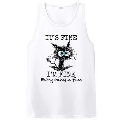 Its Fine Im Fine Everything Is Fine Funny Cat PosiCharge Competitor Tank