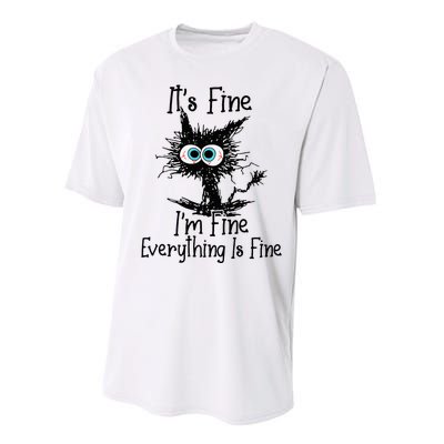 It's Fine I'm Fine Everything Is Fine Funny cat Performance Sprint T-Shirt