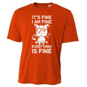 ItS Fine IM Fine Everything Is Fine Black Cat Stressedout Gift Cooling Performance Crew T-Shirt