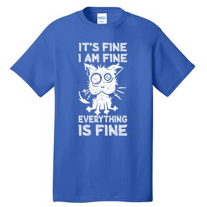 ItS Fine IM Fine Everything Is Fine Black Cat Stressedout Gift Tall T-Shirt