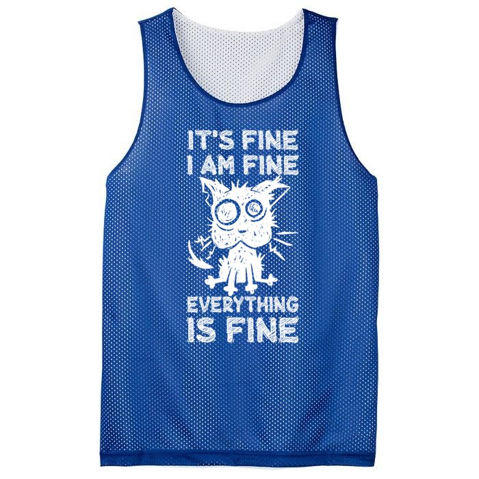 ItS Fine IM Fine Everything Is Fine Black Cat Stressedout Gift Mesh Reversible Basketball Jersey Tank