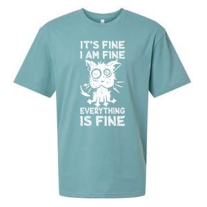 ItS Fine IM Fine Everything Is Fine Black Cat Stressedout Gift Sueded Cloud Jersey T-Shirt