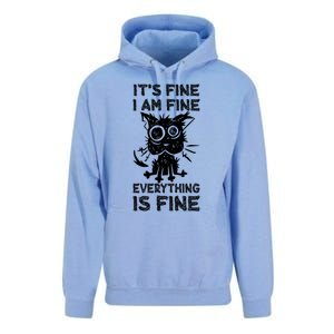 ItS Fine IM Fine Everything Is Fine Black Cat Stressedout Gift Unisex Surf Hoodie