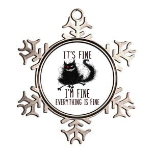 It's Fine I'm Fine Everything Is Fine Funny Black Cat Metallic Star Ornament