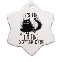 It's Fine I'm Fine Everything Is Fine Funny Black Cat Ceramic Star Ornament