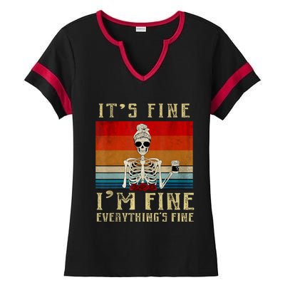 Its Fine Im Fine Everything Is Fine Funny Women Ladies Halftime Notch Neck Tee