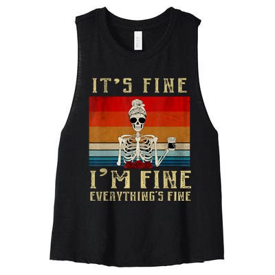 Its Fine Im Fine Everything Is Fine Funny Women Women's Racerback Cropped Tank