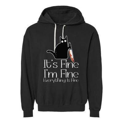 Its Fine Im Fine Everythings Fine Halloween Costume Cat Garment-Dyed Fleece Hoodie