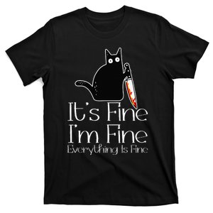 Its Fine Im Fine Everythings Fine Halloween Costume Cat T-Shirt