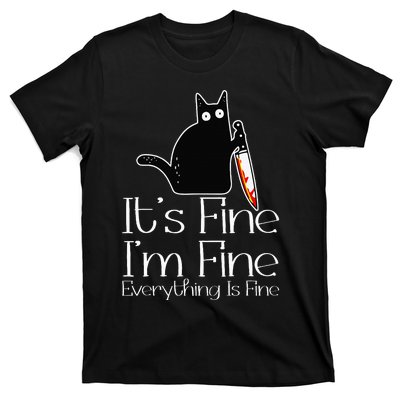 Its Fine Im Fine Everythings Fine Halloween Costume Cat T-Shirt