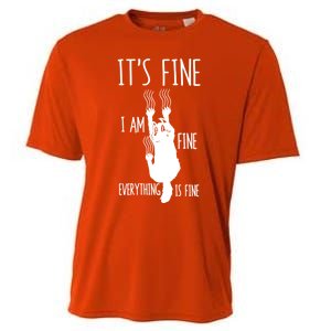 ItS Fine IM Fine Everything Is Fine Freakedout Cat Funny Gift Cooling Performance Crew T-Shirt