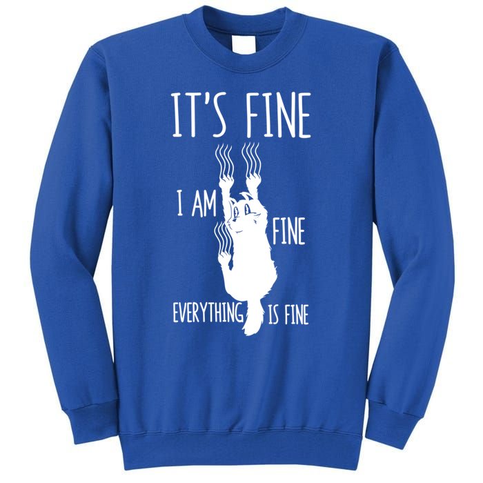 ItS Fine IM Fine Everything Is Fine Freakedout Cat Funny Gift Tall Sweatshirt