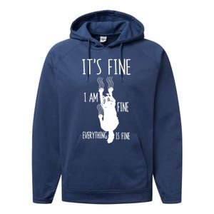 ItS Fine IM Fine Everything Is Fine Freakedout Cat Funny Gift Performance Fleece Hoodie