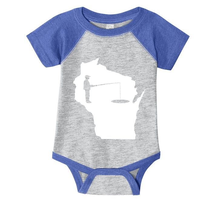 Ice Fishing In Wisconsin Funny Ice Fishing Dad Cute Gift Infant Baby Jersey Bodysuit