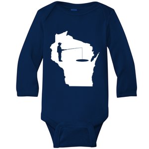 Ice Fishing In Wisconsin Funny Ice Fishing Dad Cute Gift Baby Long Sleeve Bodysuit