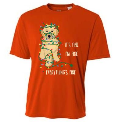 ItS Fine IM Fine Everything Is Fine Christmas Lights Gift Cooling Performance Crew T-Shirt