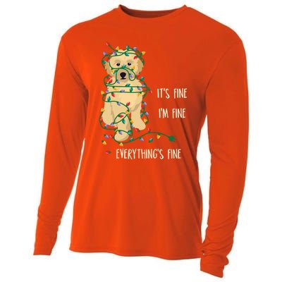 ItS Fine IM Fine Everything Is Fine Christmas Lights Gift Cooling Performance Long Sleeve Crew