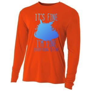 ItS Fine IM Fine Everything Is Fine Funny Cat Funny Gift Cooling Performance Long Sleeve Crew