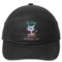 Its Fine Im Fine Everything Is Fine Tie Dye Cat 7-Panel Snapback Hat