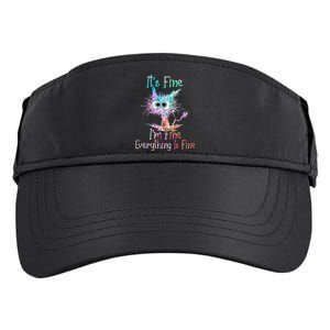 Its Fine Im Fine Everything Is Fine Tie Dye Cat Adult Drive Performance Visor