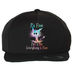 Its Fine Im Fine Everything Is Fine Tie Dye Cat Wool Snapback Cap