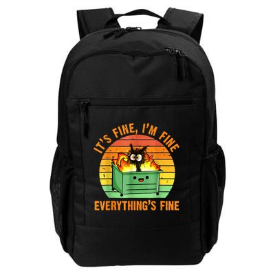 It's Fine I'm Fine Everything Is Fine Retro Dumpster Fire Daily Commute Backpack