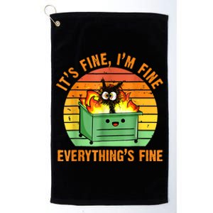 It's Fine I'm Fine Everything Is Fine Retro Dumpster Fire Platinum Collection Golf Towel