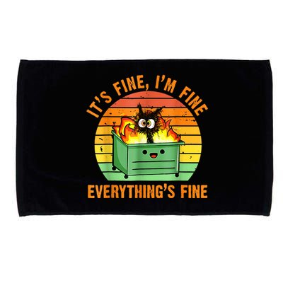 It's Fine I'm Fine Everything Is Fine Retro Dumpster Fire Microfiber Hand Towel