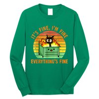 It's Fine I'm Fine Everything Is Fine Retro Dumpster Fire Long Sleeve Shirt