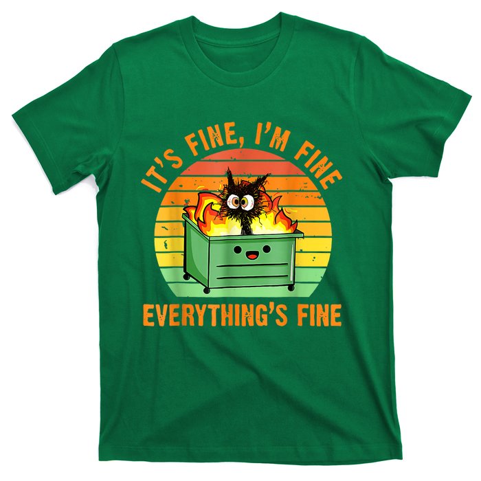 It's Fine I'm Fine Everything Is Fine Retro Dumpster Fire T-Shirt