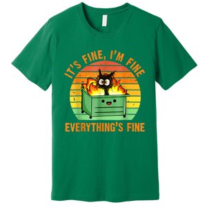 It's Fine I'm Fine Everything Is Fine Retro Dumpster Fire Premium T-Shirt