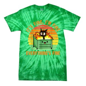 It's Fine I'm Fine Everything Is Fine Retro Dumpster Fire Tie-Dye T-Shirt