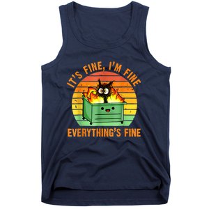 It's Fine I'm Fine Everything Is Fine Retro Dumpster Fire Tank Top