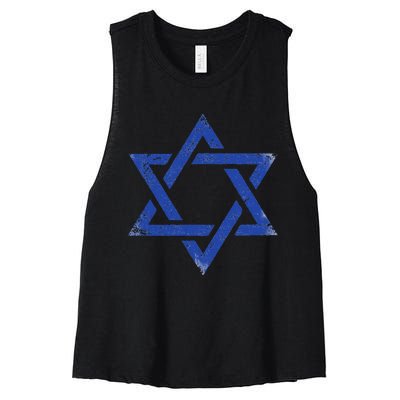 Israeli Flag Israel Jewish Symbol Star of David Pride Israel  Women's Racerback Cropped Tank