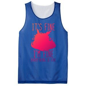 ItS Fine IM Fine Everything Is Fine Funny Cat Funny Gift Mesh Reversible Basketball Jersey Tank