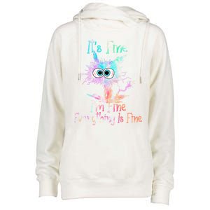 It's Fine I'm Fine Everything Is Fine Meaningful Gift Tie Dye Cat Gift Womens Funnel Neck Pullover Hood