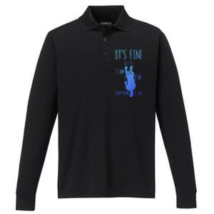 ItS Fine IM Fine Everything Is Fine Scratching Cat Funny Gift Performance Long Sleeve Polo