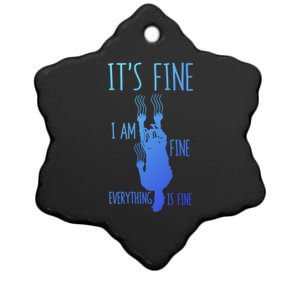 ItS Fine IM Fine Everything Is Fine Scratching Cat Funny Gift Ceramic Star Ornament