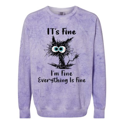 It's Fine I'm Fine Everything Is Fine Funny Black Cat Women Colorblast Crewneck Sweatshirt