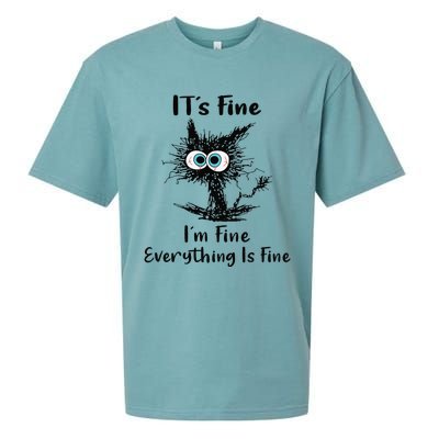 It's Fine I'm Fine Everything Is Fine Funny Black Cat Women Sueded Cloud Jersey T-Shirt