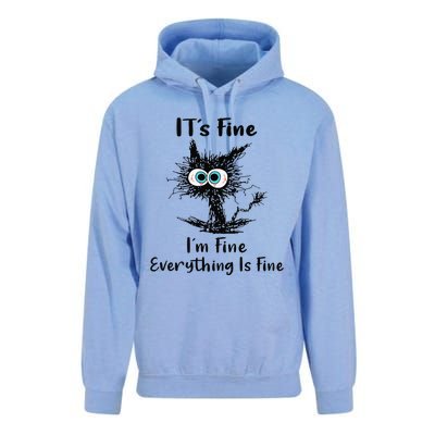 It's Fine I'm Fine Everything Is Fine Funny Black Cat Women Unisex Surf Hoodie