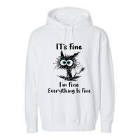 It's Fine I'm Fine Everything Is Fine Funny Black Cat Women Garment-Dyed Fleece Hoodie