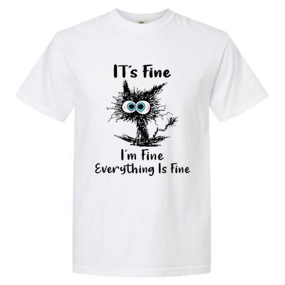 It's Fine I'm Fine Everything Is Fine Funny Black Cat Women Garment-Dyed Heavyweight T-Shirt