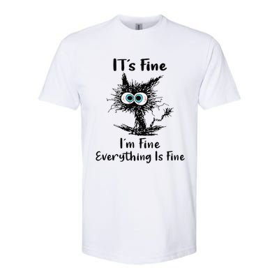 It's Fine I'm Fine Everything Is Fine Funny Black Cat Women Softstyle CVC T-Shirt