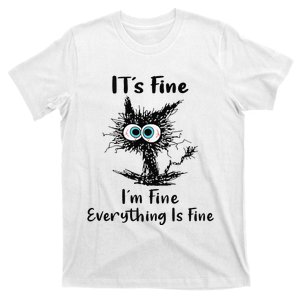 It's Fine I'm Fine Everything Is Fine Funny Black Cat Women T-Shirt