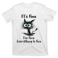 It's Fine I'm Fine Everything Is Fine Funny Black Cat Women T-Shirt